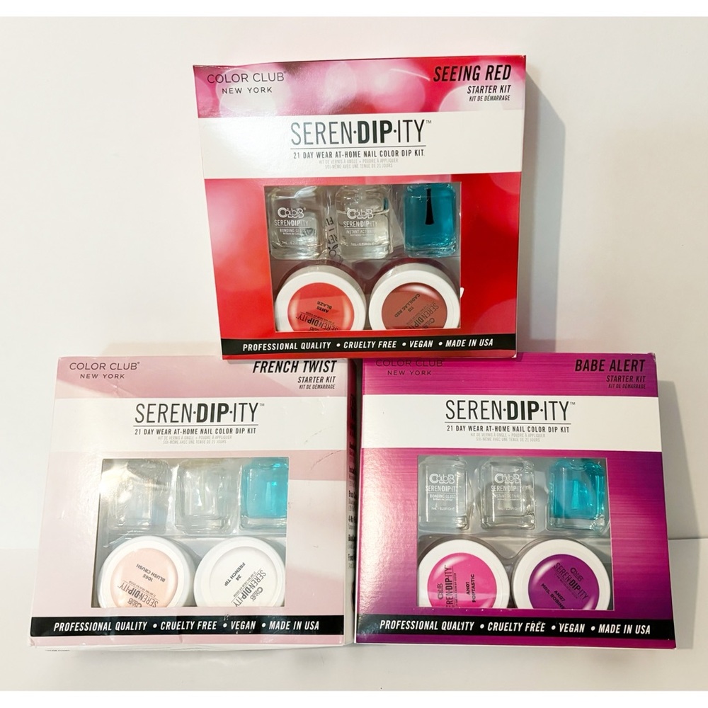 3 SETS! Color Club New York SEREN•DIP•ITY 21 Day Wear Nail Color Dip Kits, NEW